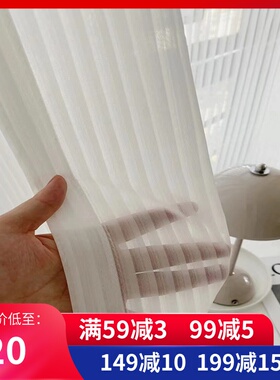 窗帘纱帘落地现代2021新款客厅简约白色梦幻帘透光W不透人窗纱布