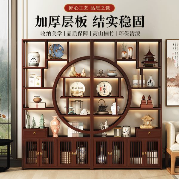 茶具置物架家用陈列架茶叶展示柜非实木多宝阁新中式博古架储物架