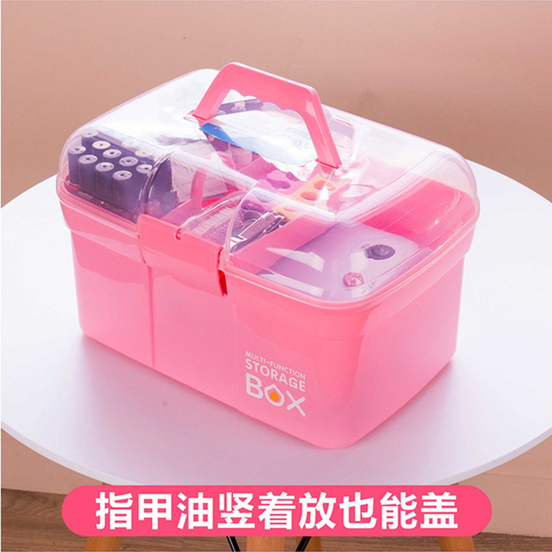 美甲工具箱大容量手提式双层桌面收纳盒整理桌面甲油胶美甲店专用