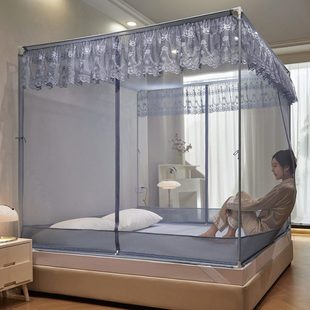 蚊帐家用儿童防摔120x190三开门135x190x150床2米x2米大床T型 新款