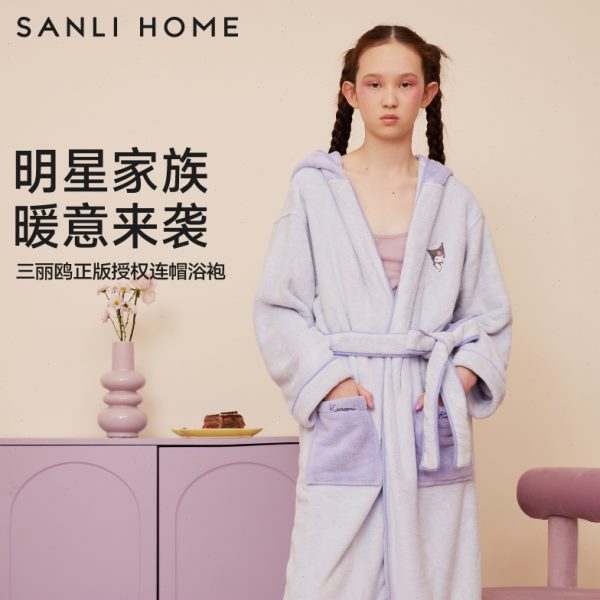 三利浴袍女浴裙三丽鸥春夏吸水速干不易掉毛浴巾式浴衣男情侣睡袍