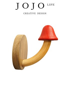 JOJOS L. PD.sided.创意木质蘑菇衣帽挂钩免打孔挂衣钩  片面