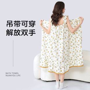 浴裙吊带女款浴巾可穿裹全身非纯棉全棉游泳吸水大人成人洗澡可爱
