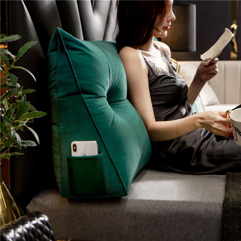 臻绒床头靠垫榻榻米床软包三角双人沙发大靠背床上靠枕可拆洗床靠