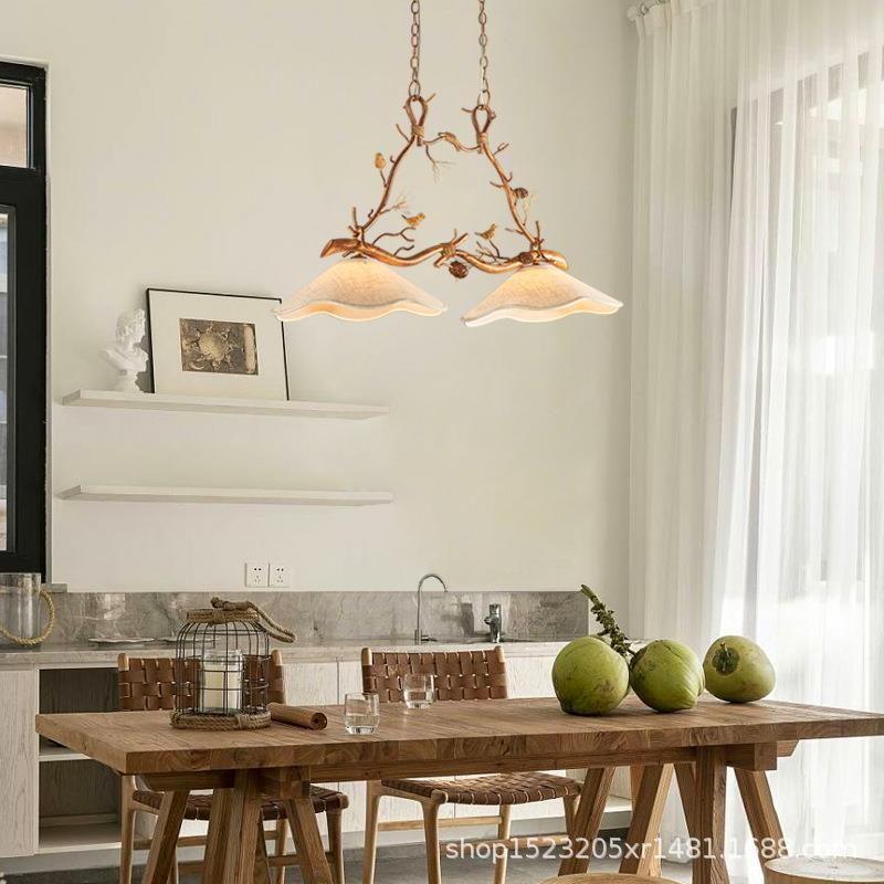 侘寂风复古日式设计款餐厅吊灯茶室书房民宿商用原木布艺餐桌灯具
