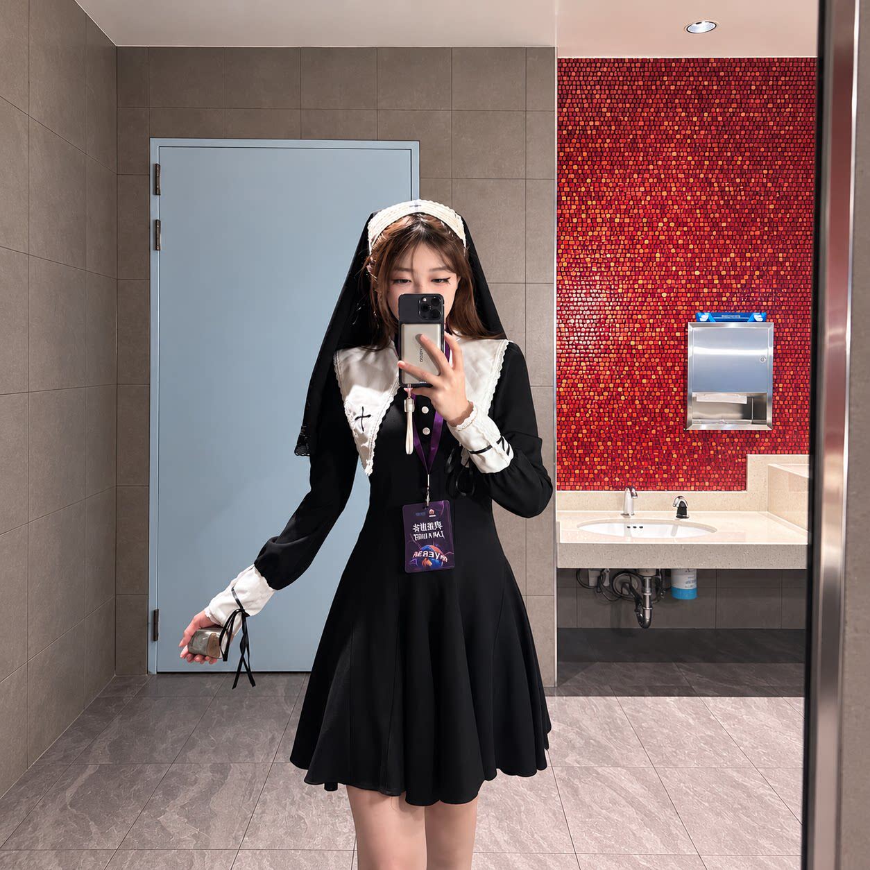 邪恶修女!暗黑系修女cos服装万圣节氛围感连衣裙穿搭哥特风服饰