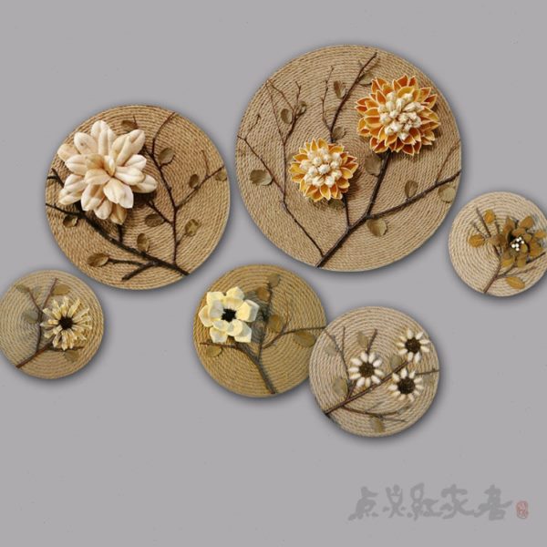 花好月圆东南亚干枝干花麻绳复古怀旧家居民宿装饰墙饰壁饰挂件