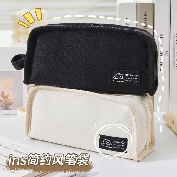简约笔袋大容量日系文具袋红同款用铅笔盒高韩版学生颜值书小ins