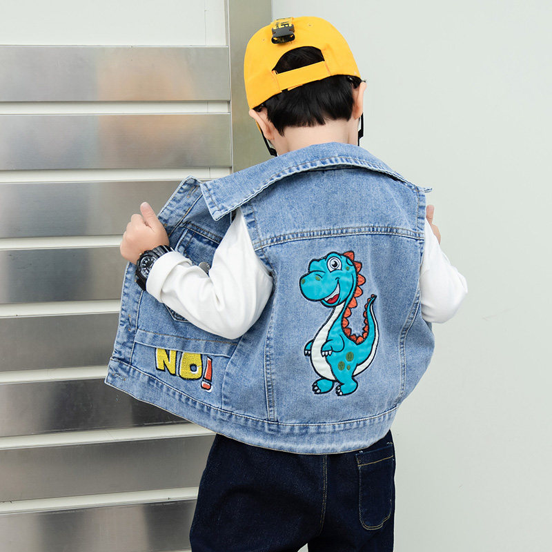 儿童秋冬马甲加绒宝宝背心加厚外穿冬季2021男童牛仔马夹春秋坎肩