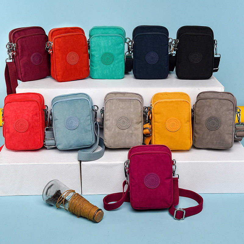 韩版时尚牛津布女士休闲单肩小背包帆布多层三层拉链手机包斜挎包