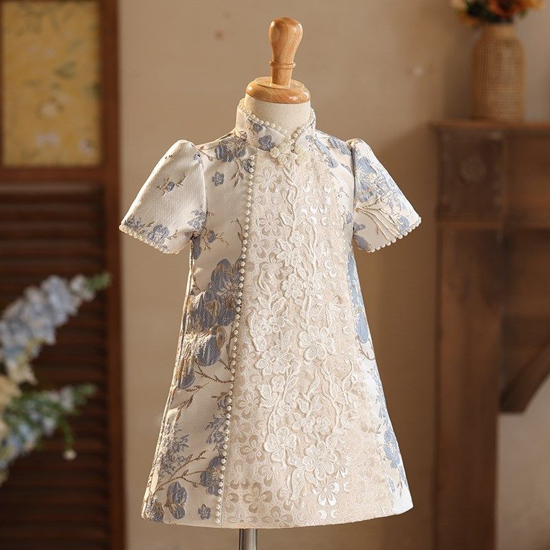 儿童旗袍夏季国风小女孩连衣裙中式女童礼服生日主持人演出服高级