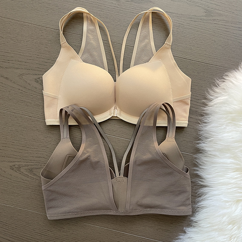 高货新款前扣文胸无痕小胸聚拢显大E背心式无钢圈下厚上薄美背内