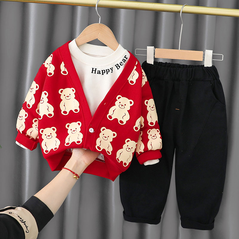 婴儿春装三件套2022新款宝宝春秋季儿童衣服1一3岁男童网红帅气潮