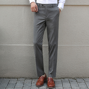 灰色西裤男夏季直筒职业商务正装长裤休闲男士西服修身西装裤子夏