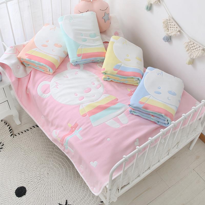 建斌儿童毛巾被棉质八层纱布盖毯空调夏凉被加厚儿童幼儿园午睡毯