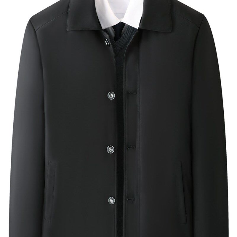 中年男士爸爸秋冬季加绒加厚翻领夹克衫爷爷冬装中老年人棉衣外套