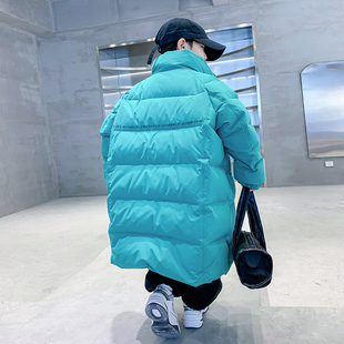 男童冬季潮牌加长款立领羽绒外套2023新款儿童冬装加厚防寒免洗外