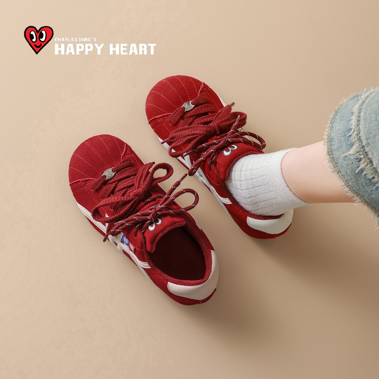 查尔斯桃心红色德训鞋女款2025冬新款贝壳头女鞋子运动鞋板鞋厚底,女鞋,德训鞋,淘宝优惠券,粉丝福利购,淘宝优惠卷