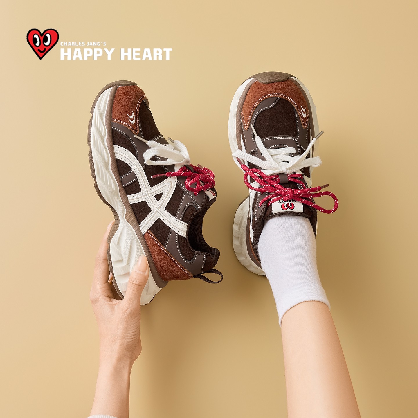 查尔斯桃心美拉德棕色老爹鞋女款厚底2026春季新款运动鞋增高女鞋,女鞋,老爹鞋,淘宝优惠券,粉丝福利购,淘宝优惠卷