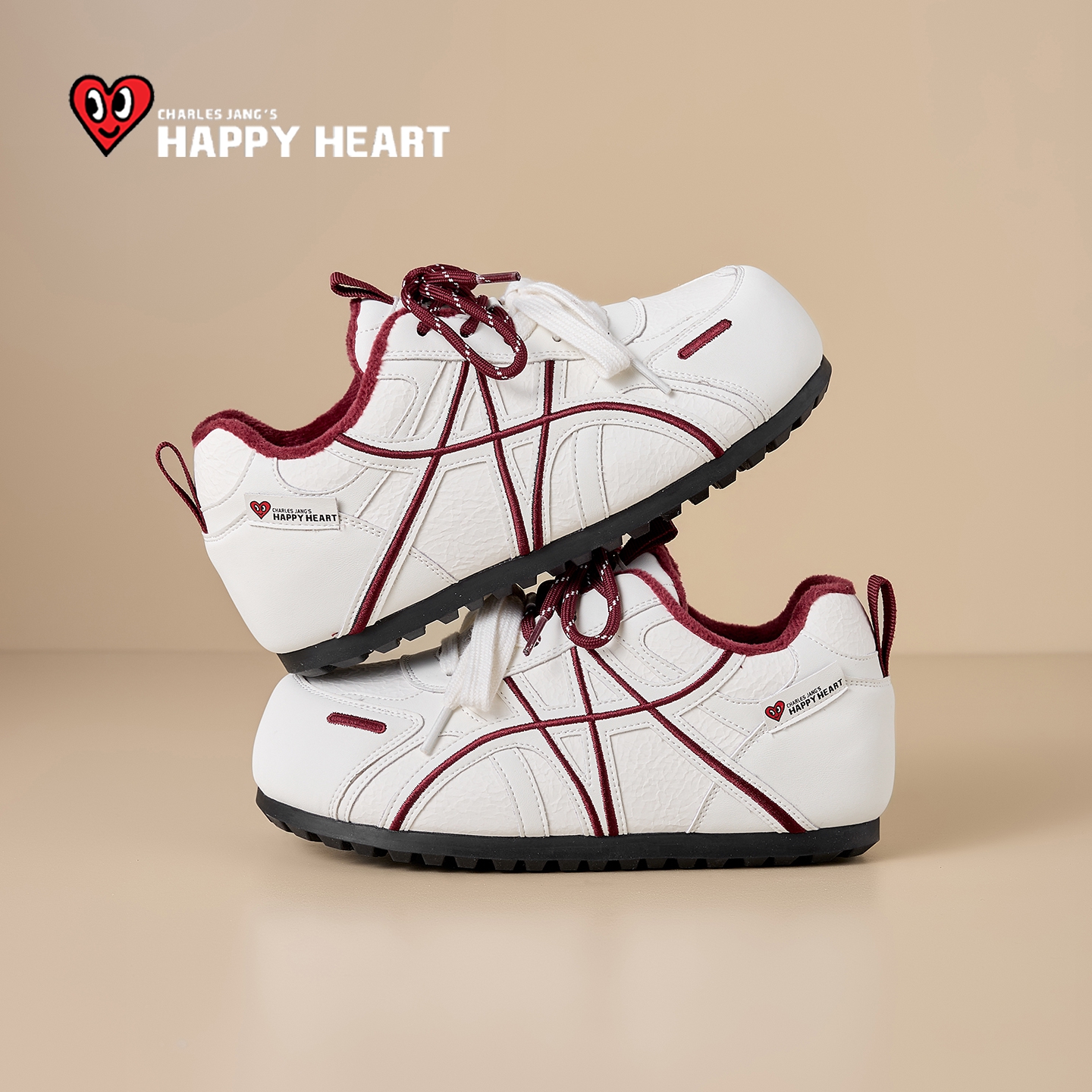 查尔斯桃心厚底德训鞋女