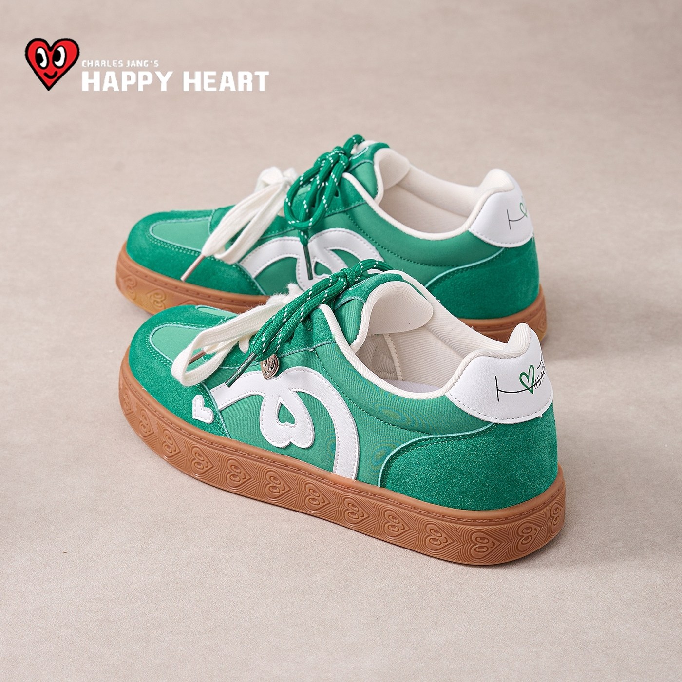 查尔斯桃心休闲板鞋女2026春季新款绿色百搭轻便软底运动鞋德训鞋,女鞋,休闲板鞋,淘宝优惠券,粉丝福利购,淘宝优惠卷