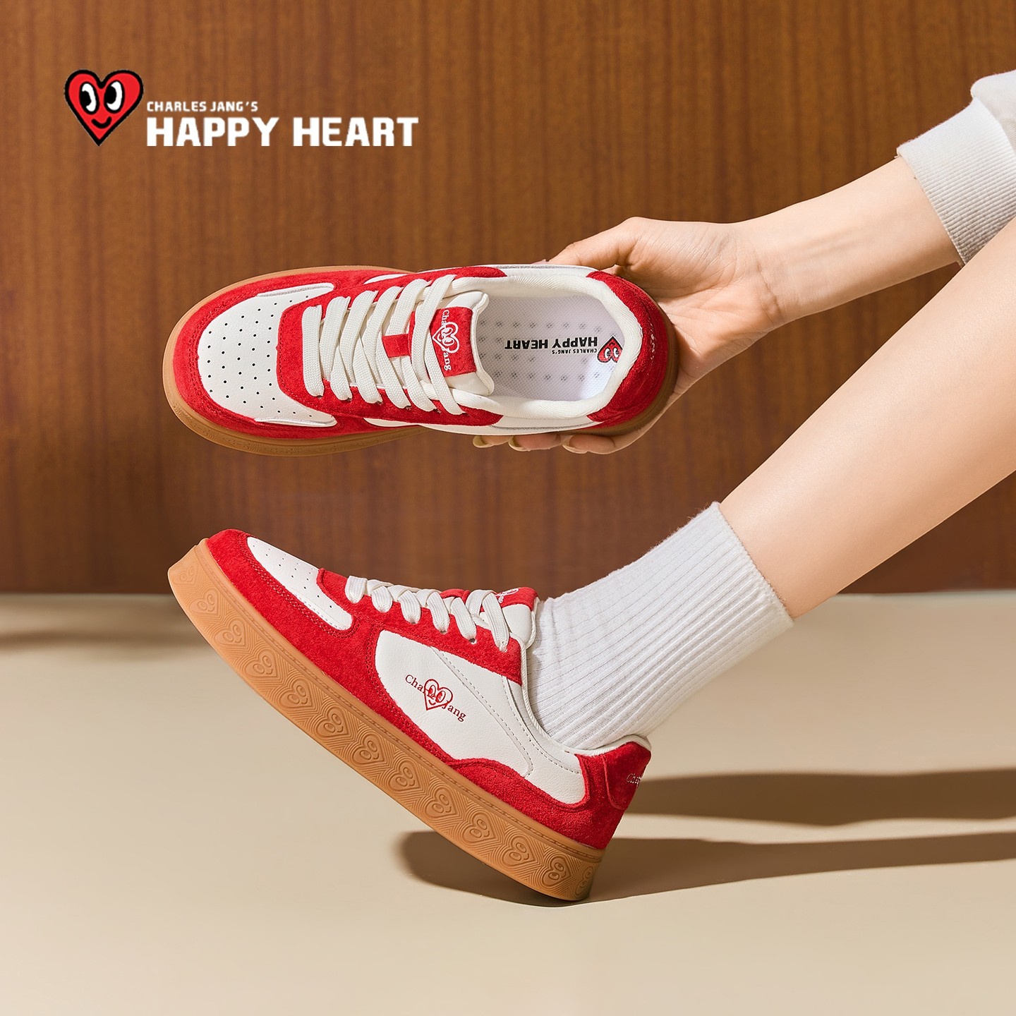 查尔斯桃心复古板鞋女厚底2026春季新款鞋子新年红色休闲运动鞋子,女鞋,休闲板鞋,淘宝优惠券,粉丝福利购,淘宝优惠卷