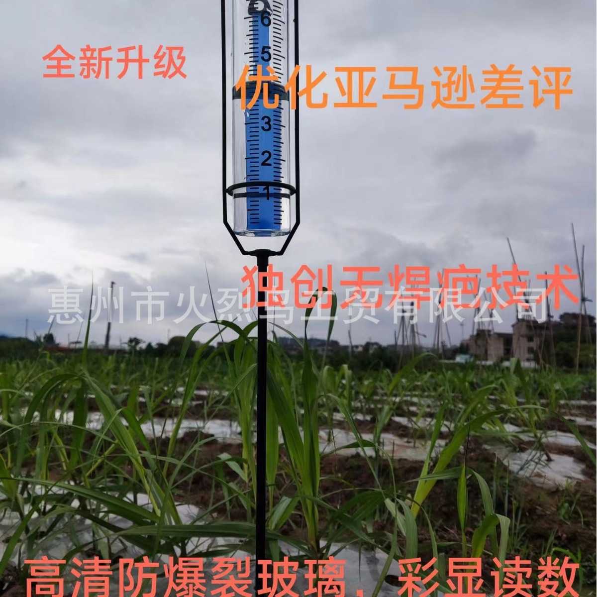 跨境热卖户外花园测雨器高清抗裂玻璃量雨器降水量测量器挂插
