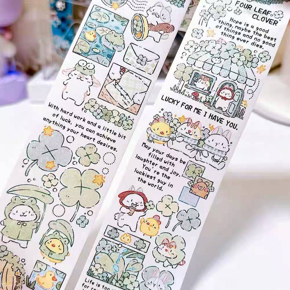 【小熊布奇艺馆胶带】四叶草可爱拼模切贴纸卷手账和纸整卷手帐贴