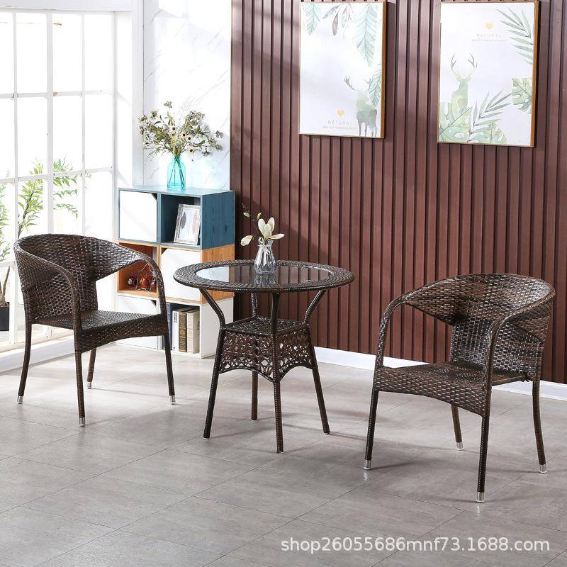户外桌椅组合休闲庭院露天阳台室外院子露台花园藤编三件套小藤椅