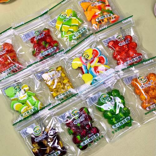 网红手抓包儿童果汁4d夹心糖果橡皮糖水果软糖QQ零食爆浆夜市摆摊