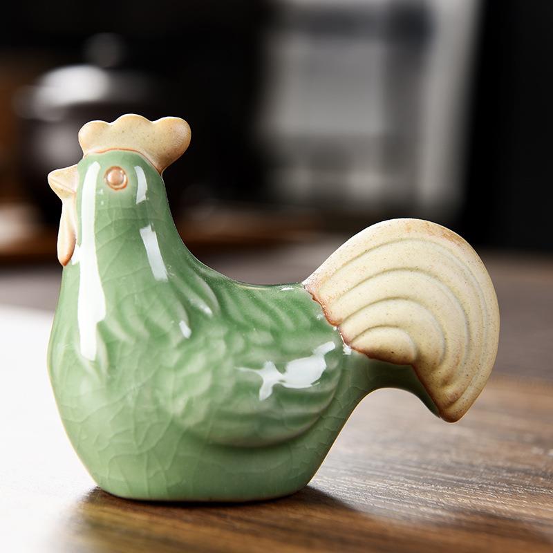 个性十二生肖茶宠 简约茶玩茶道摆件哥窑开片可养创意茶具零配件