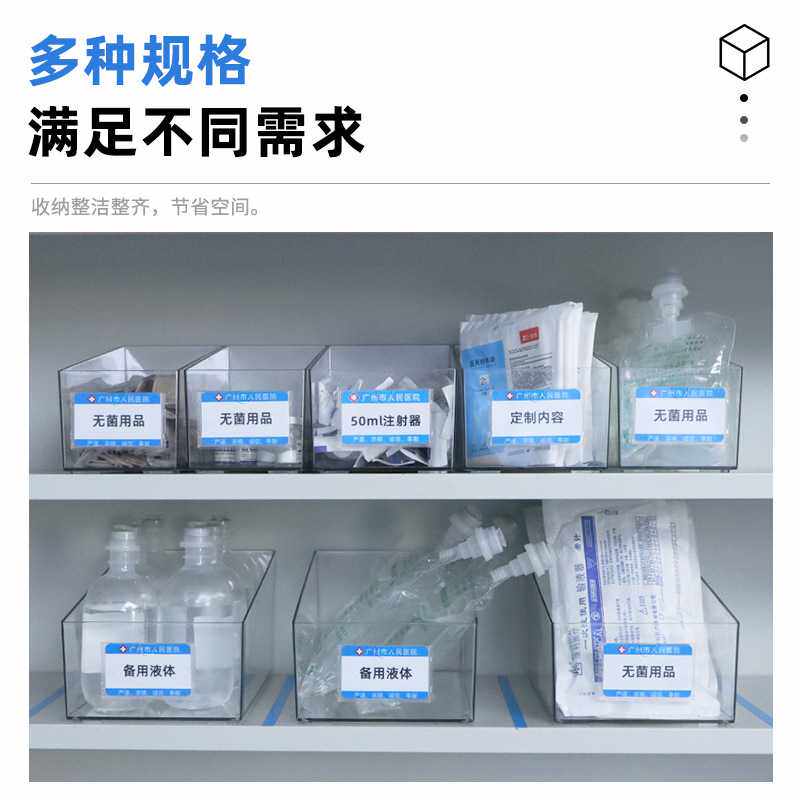 医用斜口收纳盒透明冰箱货架超市陈列工具盒手术室收纳整理盒药盒