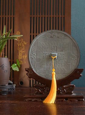 国风古铜镜全铜抛光面梳妆镜精美八卦纹N方钮古代铜镜结婚礼品