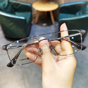 简丹萝心钛护目方框眼镜框新款个性双梁超轻金丝细框近视眼镜