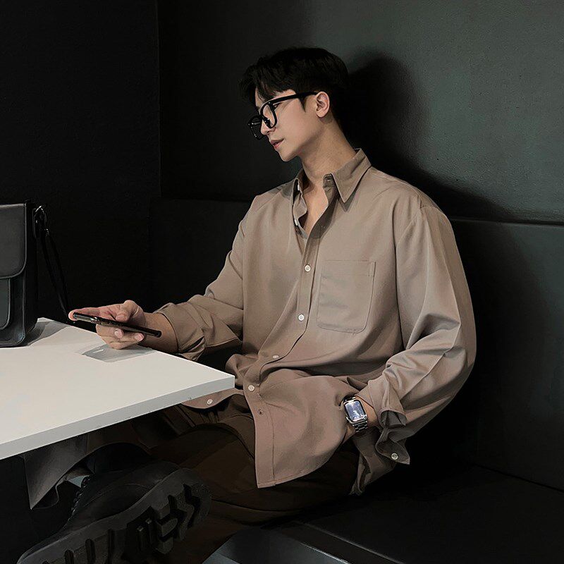 衬衫男长袖氛围感穿搭轻熟风白色休闲衬衣男款简约西装内搭打底衫