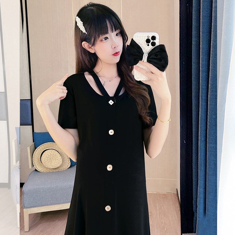 孕妇装夏款2024新款遮肚子不显怀上衣短袖裙子夏季套装哺乳连衣裙