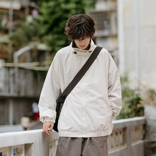 潮牌2021休闲宽松百搭学生情侣夹克 外套男士 南鹤冬季 日系立领工装