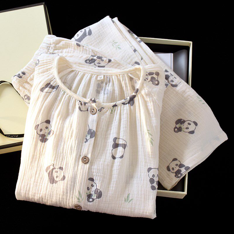 纯棉纱布睡衣女春秋季2025新款夏季长袖套装O卡通可爱小个子家居