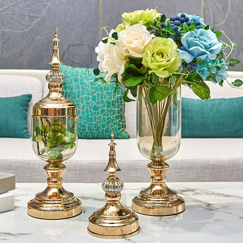 新古典美式简欧式花瓶 客厅电视柜餐桌花瓶家居家装玻璃花瓶摆设