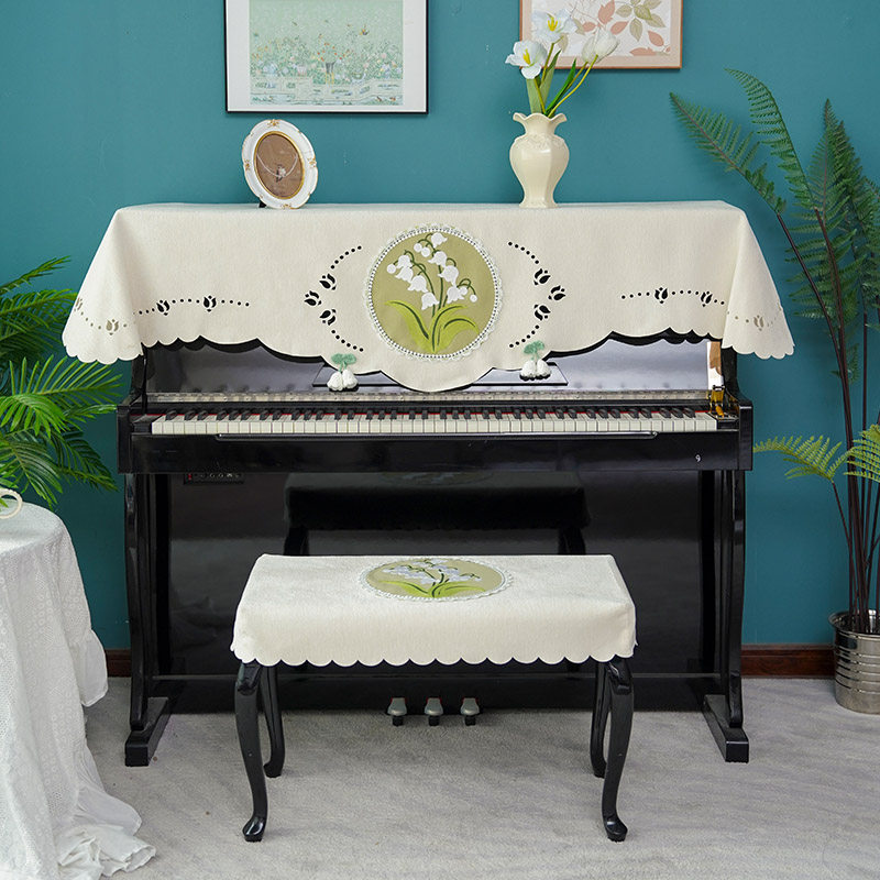 法式钢琴防尘罩轻奢高档刺绣立式钢琴罩半罩电子琴防尘盖布琴凳套