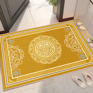 金色中式吉祥入户门地垫防滑室内B进门外地毯家用黄色门口蹭脚垫