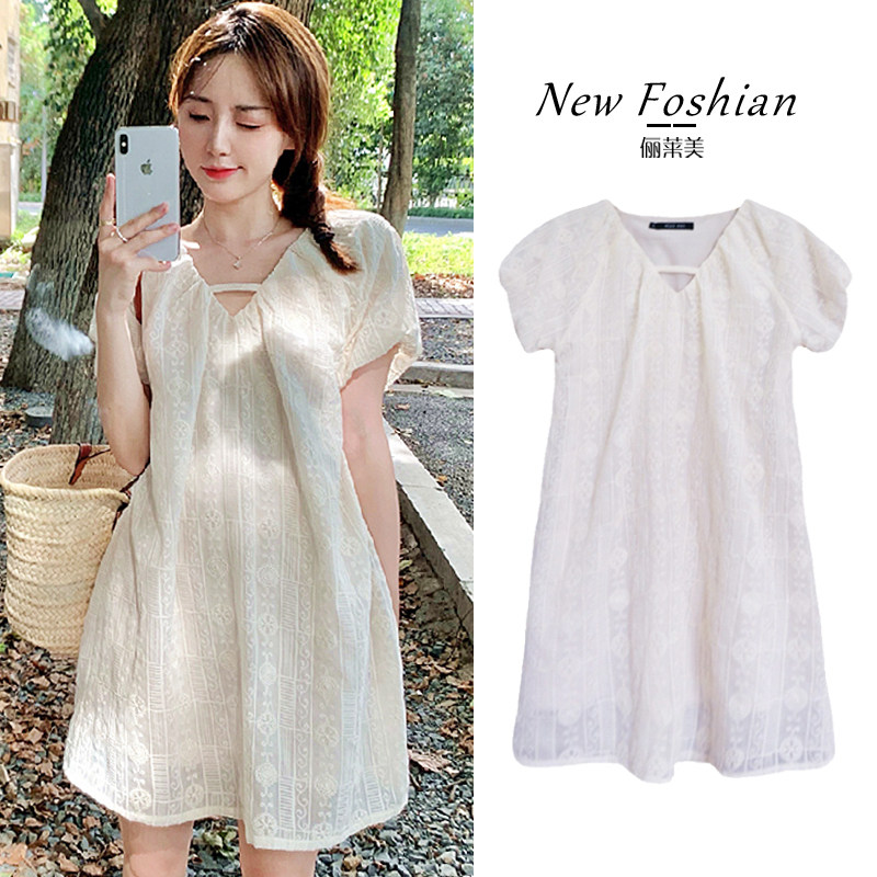 孕妇夏装连衣裙小个子高级感夏天裙子小清新N夏季网红套装宽松上