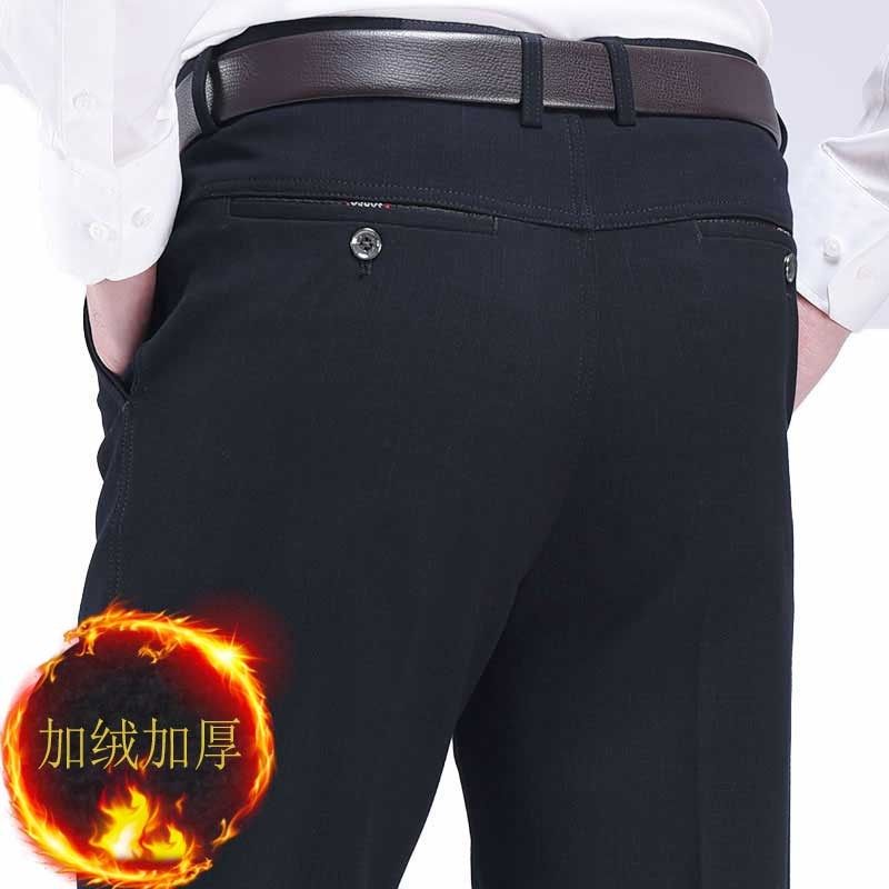 秋冬款男士中年休闲裤中老年人男裤子长裤冬季加绒加厚款爸爸宽松