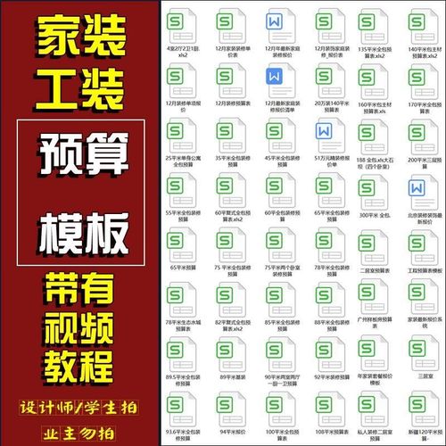 2021家装f工装装修设计施工工程造价预算单材料报价表格清单模板