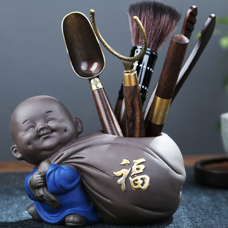 隐茶缘紫砂高档纯铜茶夹茶针y茶道套装六君子茶具配件用品大全