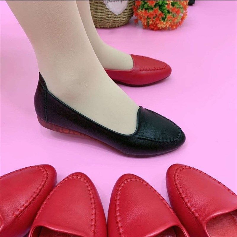 2021年新款平跟女鞋皮鞋工作鞋C孕妇软底不累脚豆豆鞋春秋防滑单,女鞋,包头拖,淘宝优惠券,粉丝福利购,淘宝优惠卷