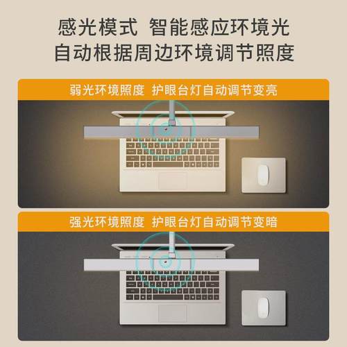 智能感光屏幕灯高显色防眩光w梯形学习工作护眼灯电脑补光夹子台