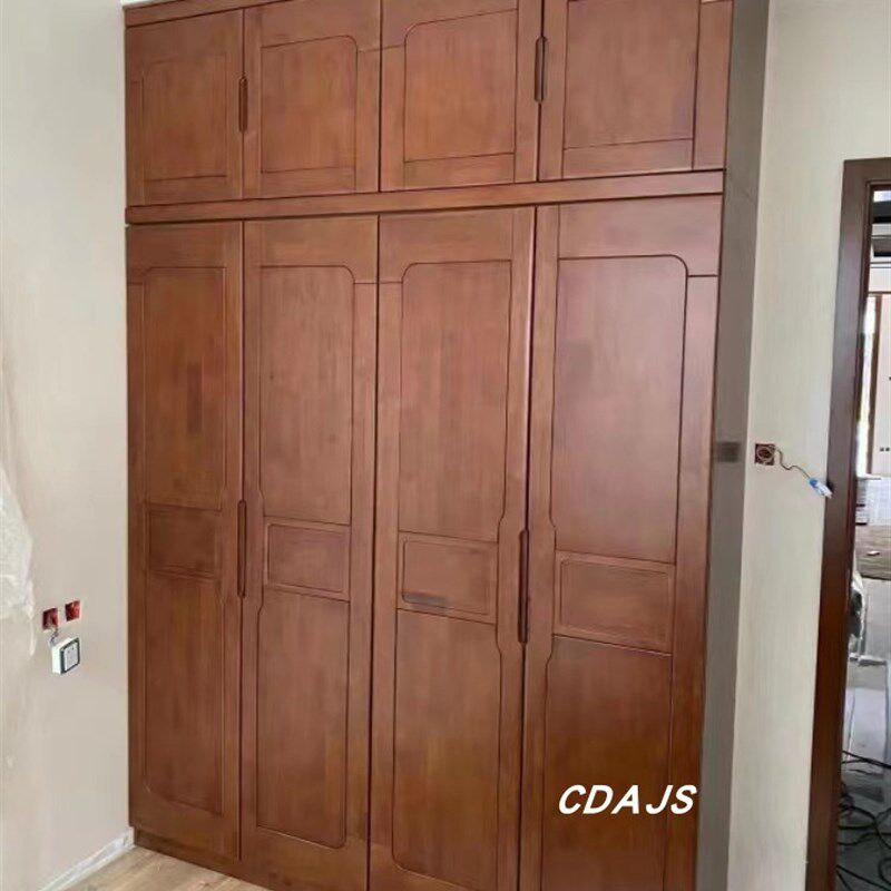 中式全柏木d衣橱 成人 简单 加顶 板门 组装 成都家具 全实木衣柜