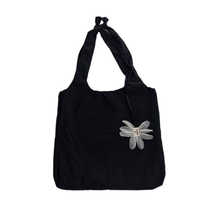 幸运商店韩系简约小q花挂件绑带单肩包百搭购物袋大容量包包,箱包皮具/热销女包/男包,时尚帆布包,淘宝优惠券,粉丝福利购,淘宝优惠卷