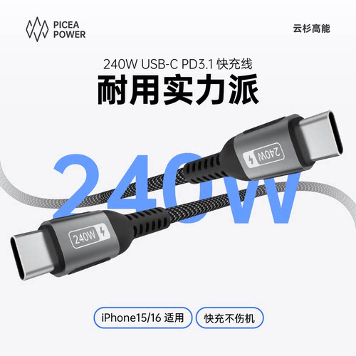 云杉高能PD3.1双typeC快充线